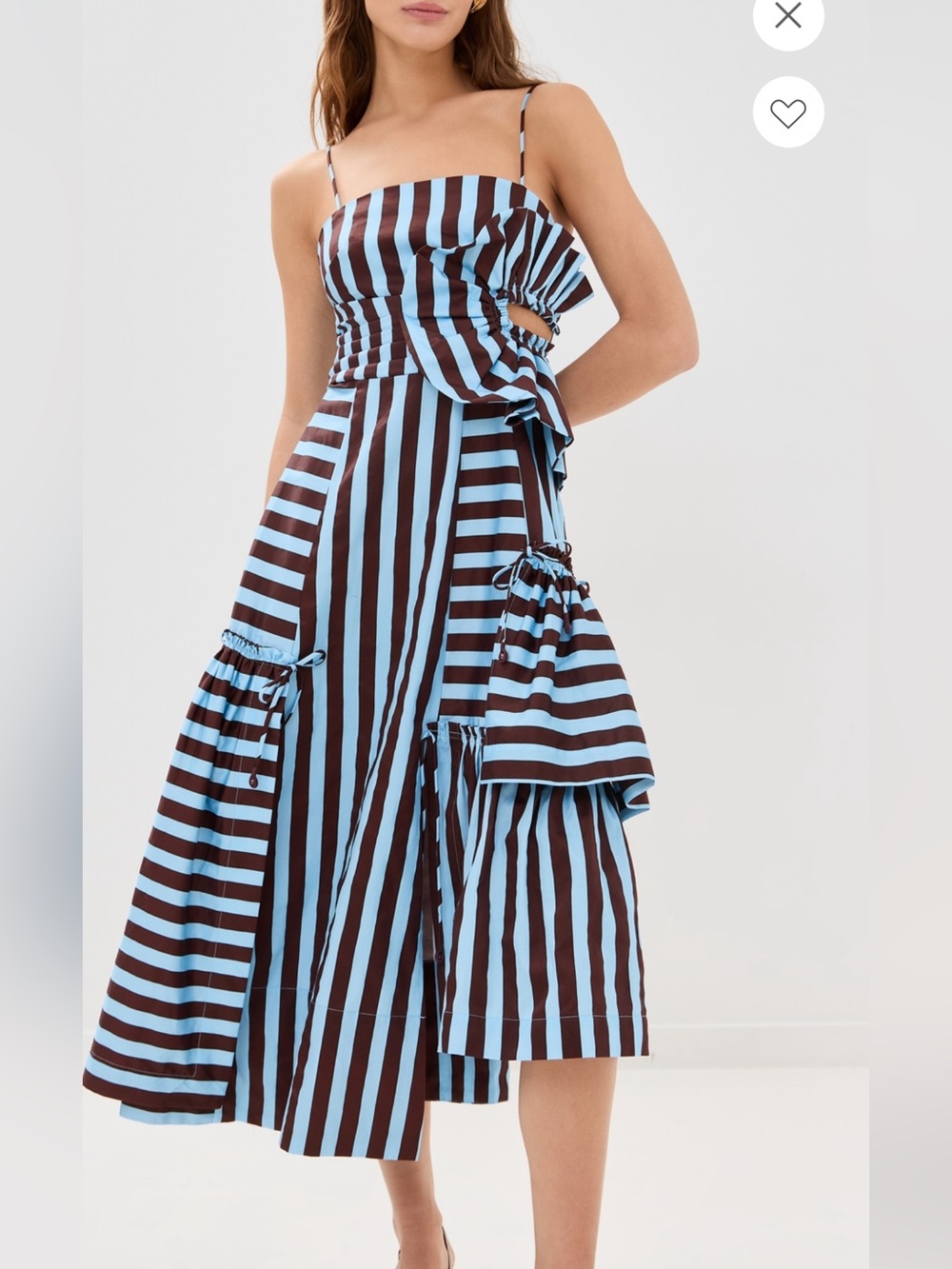 Farm Rio Tropical Flight Stripes Midi Dress